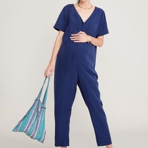 Hatch Deep Blue V-Neck Jumpsuit
